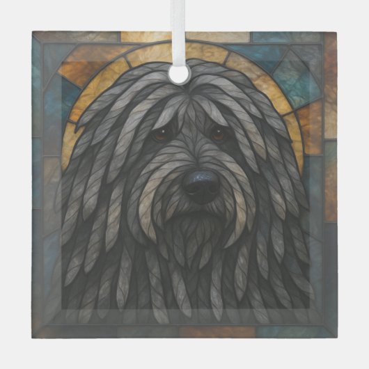 Ornement En Verre Chien Bergamasco Sheepdog "Verre tendu" (Recto)
