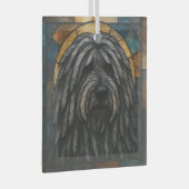 Ornement En Verre Chien Bergamasco Sheepdog "Verre tendu" (Avant droite)