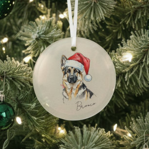 Ornement En Verre Chien de berger allemand Noël