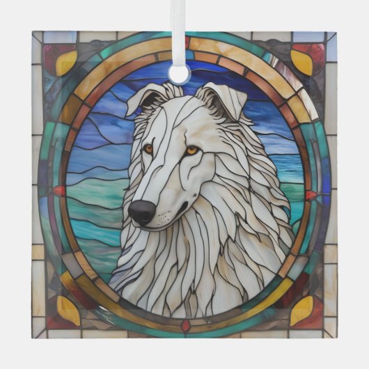 Ornement En Verre Chien de Borzoi "Verre Tiré" (Recto)