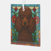Ornement En Verre Chien de caniche Brown "Verre tendu" (Avant gauche)