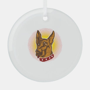 Ornement En Verre Chien de garde Berger belge Malinois