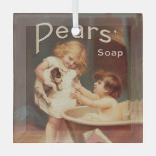 Ornement En Verre Chien de manchon prenant un bain, style antique vi