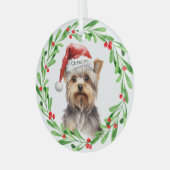 Ornement En Verre Chien de Noël Yorkie Yorkshire Terrier Fêtes (Avant gauche)