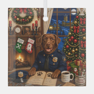 Ornement En Verre Chien de police Labrador vacances