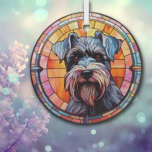 Ornement En Verre Chien de Schnauzer miniature gris taché