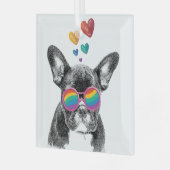 Ornement En Verre Chien de taureau avec Coeurs Saint-Valentin (Avant gauche)