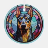 Ornement En Verre Chien Doberman Pinscher Abstrait (Verso)