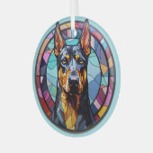 Ornement En Verre Chien Doberman Pinscher Abstrait (Avant gauche)