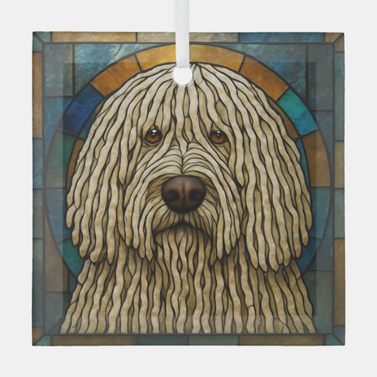 Ornement En Verre Chien Komondor "Verre Tiré" (Recto)