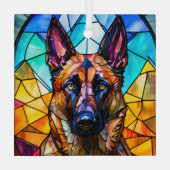 Ornement En Verre Chien Malinois Belge "Verre Tiré" (Verso)