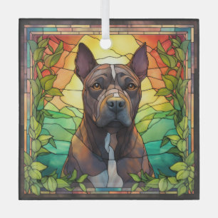 Ornement En Verre Chien Pit Bull Américain
