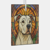 Ornement En Verre Chien taureau blanc à pois dans "Verre tendu" (Avant droite)