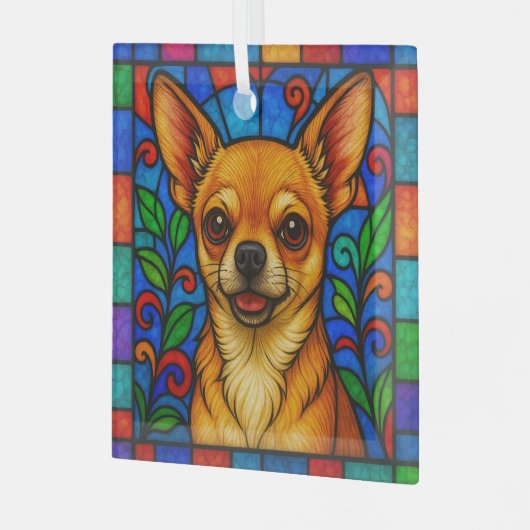 Ornement En Verre Chihuahua Chien "Verre Tiré" (Avant gauche)