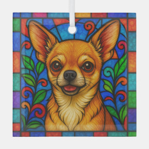 Ornement En Verre Chihuahua Chien "Verre Tiré"