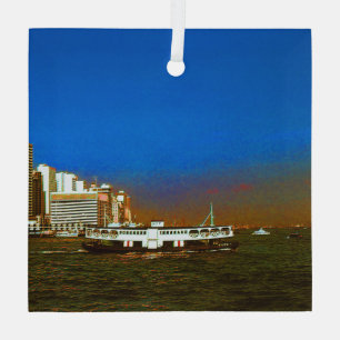 Ornement En Verre Chine vintage Hong Kong bateau gratte-ciel mer