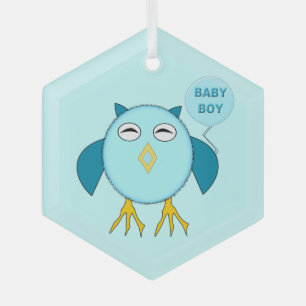 Ornement En Verre Chouette Bébé Bleu Cute