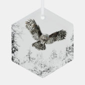 Ornement En Verre Chouette d'aquarelle Oiseau Faune Nature Art (Verso)