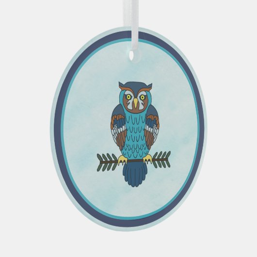 Ornement En Verre Chouette d'art populaire nordique (Avant droite)