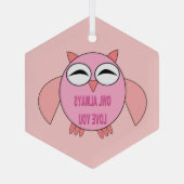 Ornement En Verre Chouette de message d'amour mignonne (Verso)