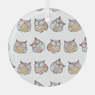 Ornement En Verre Chouettes mignonnes : motif vintage sans soudure.