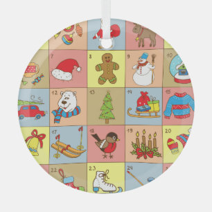 Ornement En Verre Christmas Advent : Collection d'éléments Doodle