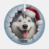 Ornement En Verre Christmas Husky (Verso)
