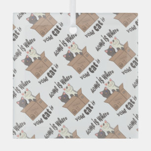 Ornement En Verre Citation drôle Accueil est où est votre chat