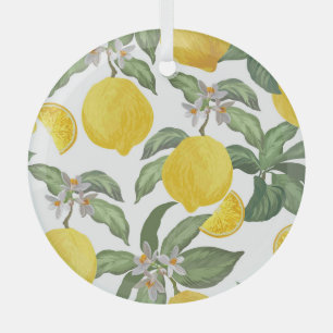 Ornement En Verre Citron : fruits tropicaux vintages sans soudure