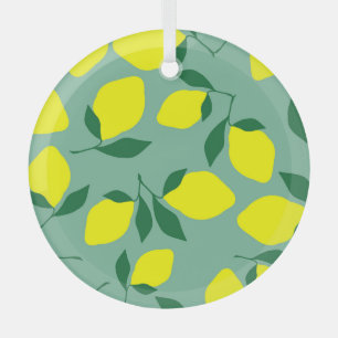 Ornement En Verre Citron simple, Arrière - plan vert.