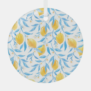 Ornement En Verre citrons aquarelle : motif dessiné à la main.