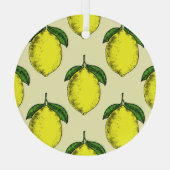 Ornement En Verre Citrons et feuilles : motif d'été. (Verso)