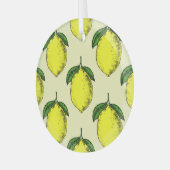 Ornement En Verre Citrons et feuilles : motif d'été. (Avant gauche)