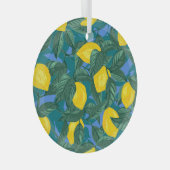 Ornement En Verre Citrons, feuille : motif tropical d'agrumes. (Avant droite)