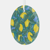 Ornement En Verre Citrons, feuille : motif tropical d'agrumes. (Avant gauche)