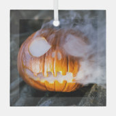 Ornement En Verre Citrouille d'Halloween Jack-o-Lantern en feu (Recto)