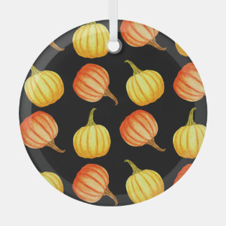 Ornement En Verre Citrouille orange : Motif d'aquarelle transparente