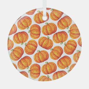 Ornement En Verre Citrouilles d'aquarelle : motif des cultures d'aut
