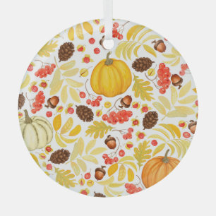 Ornement En Verre Citrouilles d'automne, glands, arrière - plan vint