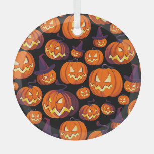 Ornement En Verre Citrouilles d'Halloween : Motif Éffrayant sans cou