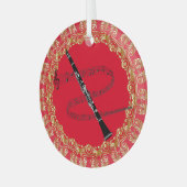 Ornement En Verre Clarinet, rouge et or (Avant gauche)
