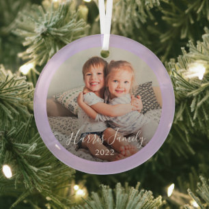 Ornement En Verre Classic Family Photo Keepsaké Noël Ornament