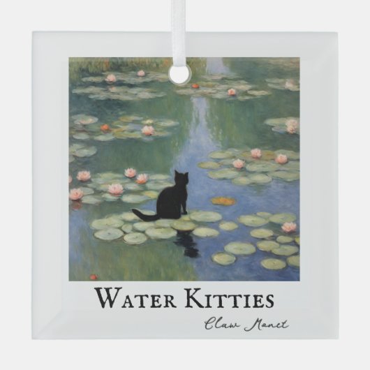 Ornement En Verre Claw Monet Lys d'eau Chat Pond Noël (Recto)