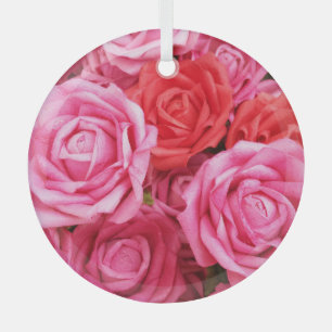 Ornement En Verre Closeup Arrière - plan de Rose Rouge Artificielle