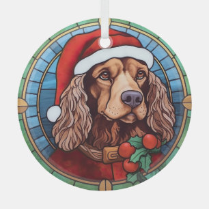 Ornement En Verre Cocker Spaniel Vitrail de Noël