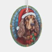 Ornement En Verre Cocker Spaniel Vitrail de Noël (Avant droite)