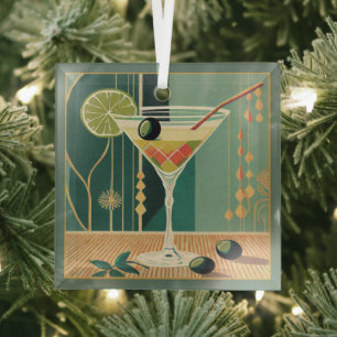 Ornement En Verre Cocktail de l'heure Moderne du milieu du siècle Ma