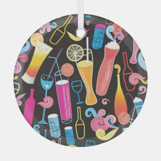 Ornement En Verre Cocktails colorés Graphic Motif sans couture