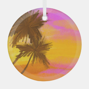 Ornement En Verre Cocotier, thème tropical d'été.