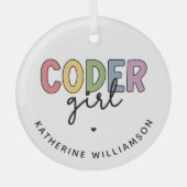 Ornement En Verre Coder Personnalisé Programmeur Girl Cadeaux fille (Recto)